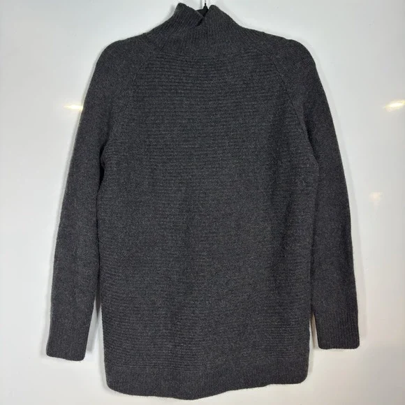 Garnet Hill 100% Cashmere Sweater Womens Medium Gray Mock Neck Ribbed Cable - Picture 9 of 10